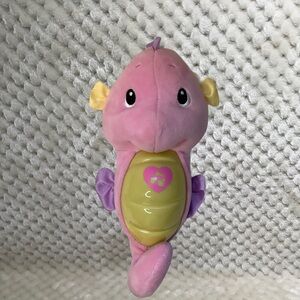Fisher Price Soothe and Glow Seahorse Pink and Yellow 11 inch Plush 🌙🐚
